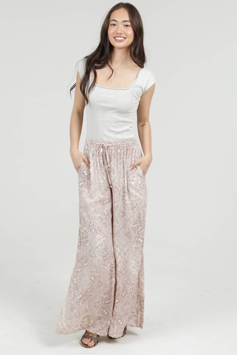 WIDE LEG PANTS WITH ELASTIC DRAWSTRING