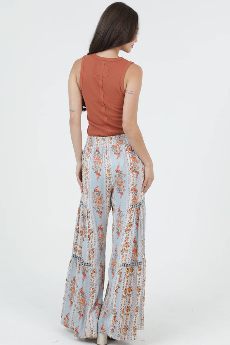 WIDE LEG PANTS WITH LACE INSERTS