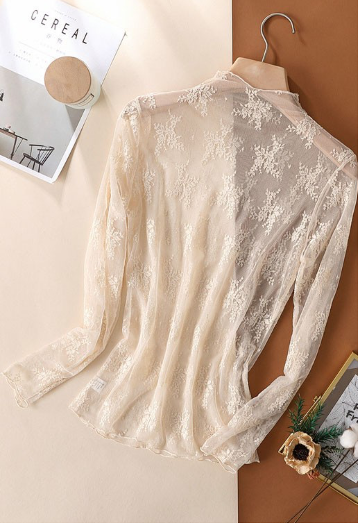 Sheer Lace Long Sleeve Top