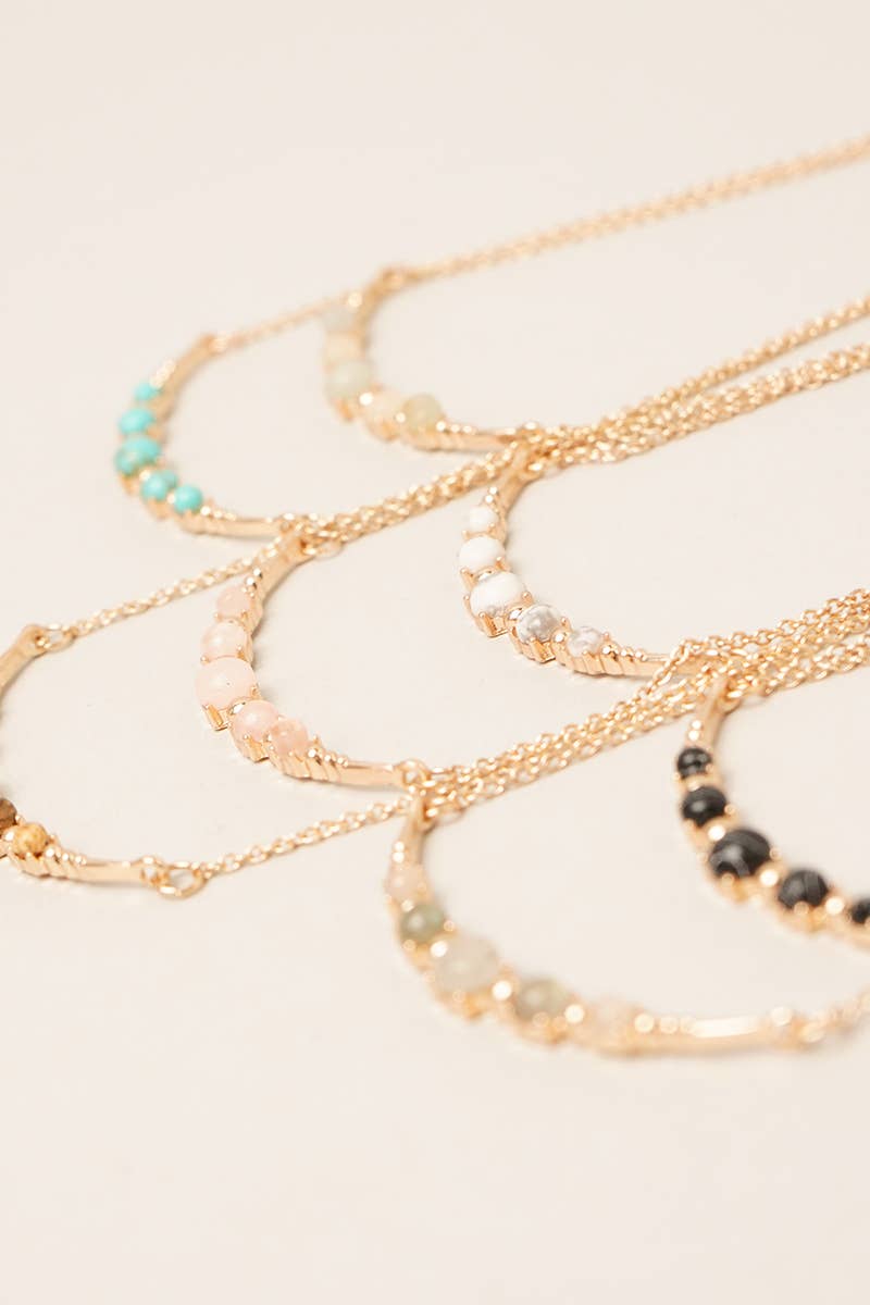 Moon Shaped Semi-Precious Stone Necklaces