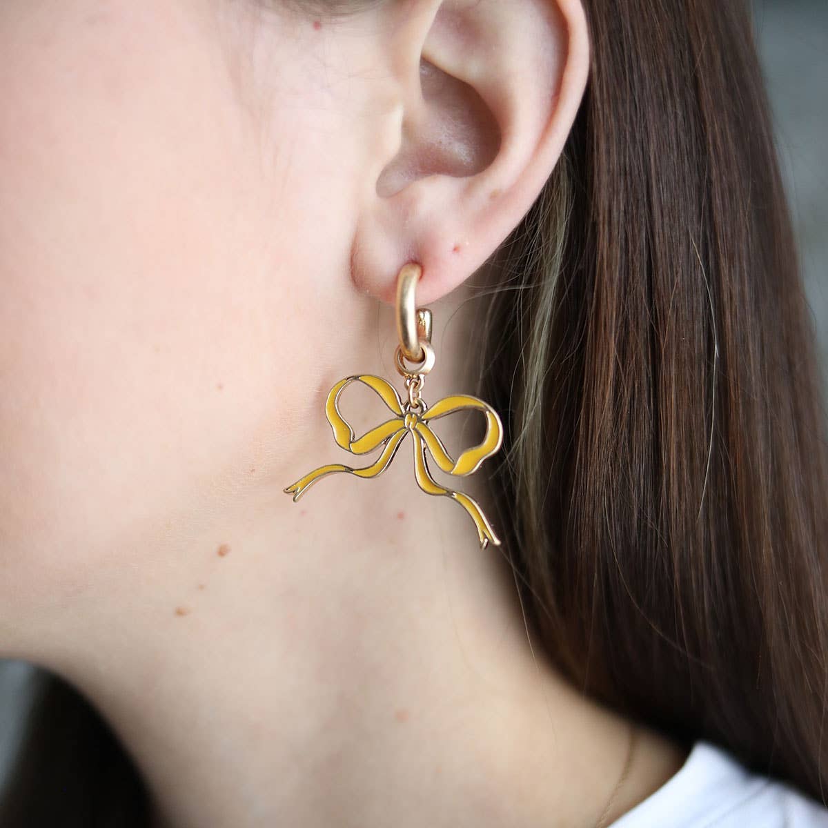 Bow Enamel Earrings Game Day