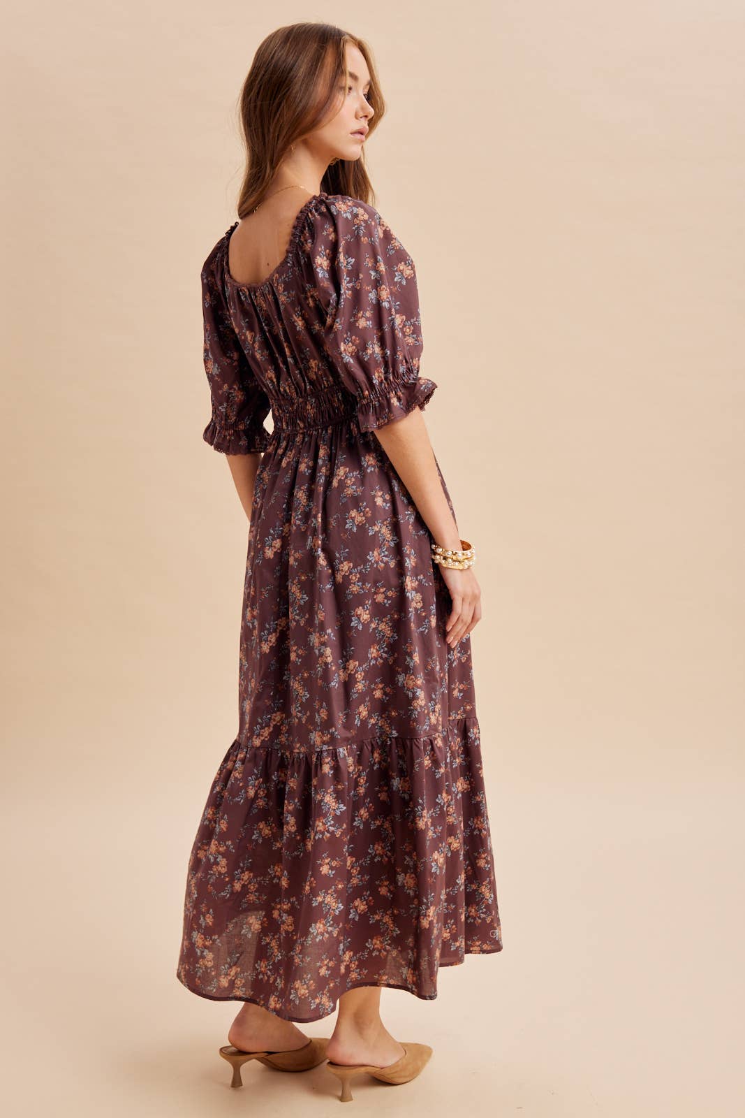 SMOCKED COTTON FLORAL DRESS