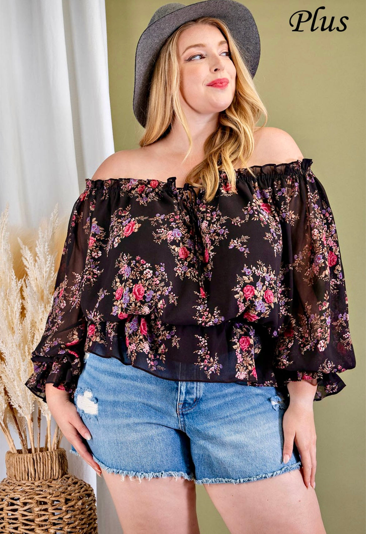 Plus Floral Print Blouse