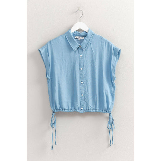 Washed Tencil Buttoned Denim Top