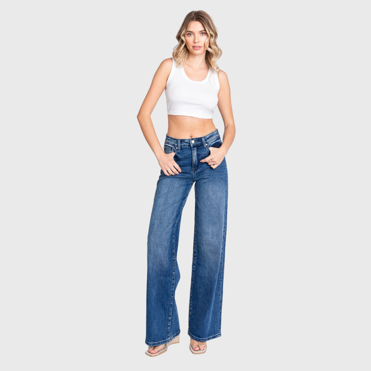 HIGH RISE COMFORT STRETCH WIDE LEG JEANS