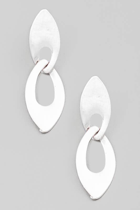 Interlinked Brushed Oval Tear Drop Earrings