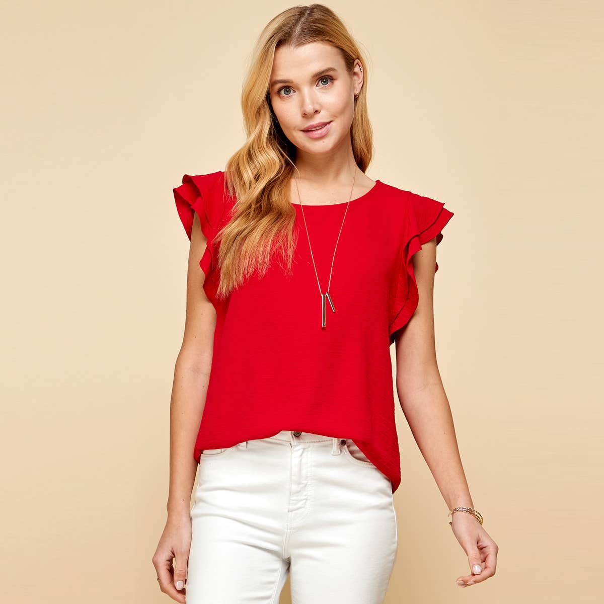 Top with Ruffled sleeves