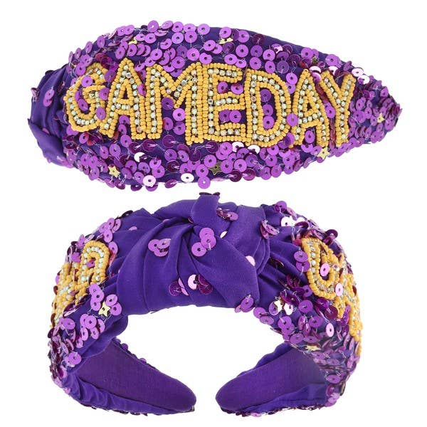 GAMEDAY TOP KNOTTED JEWELED BEADED HEADBAND