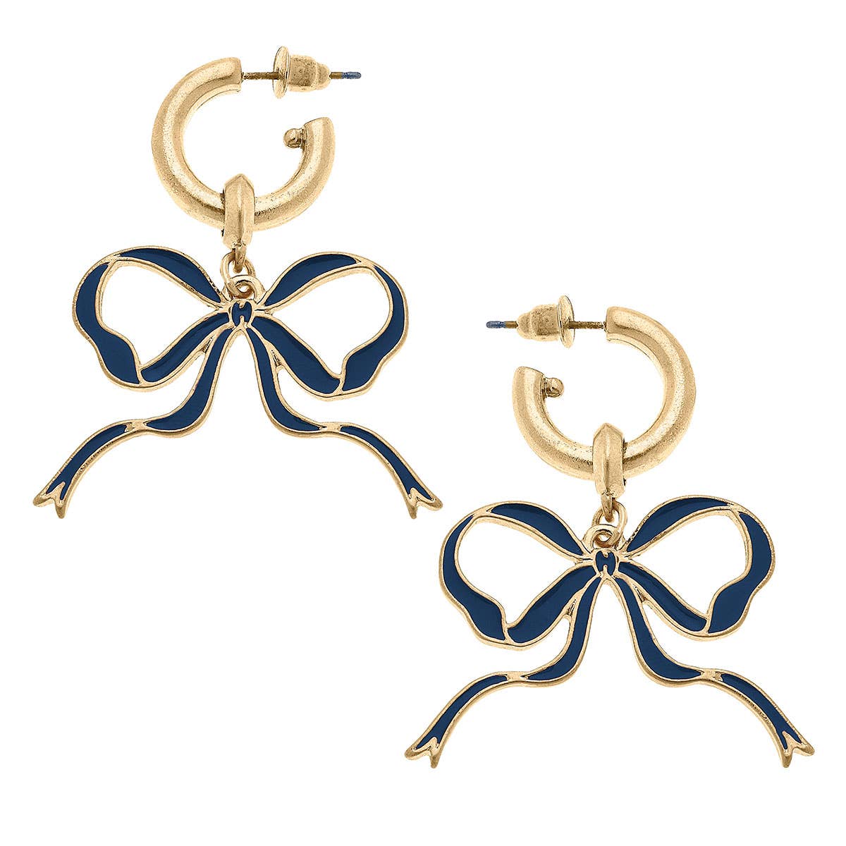 Bow Enamel Earrings Game Day