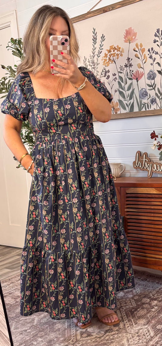 COTTON FLORAL MAXI DRESS