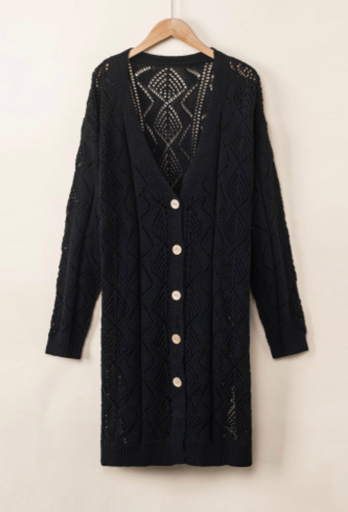 Hollow-out Openwork Knit Cardigan