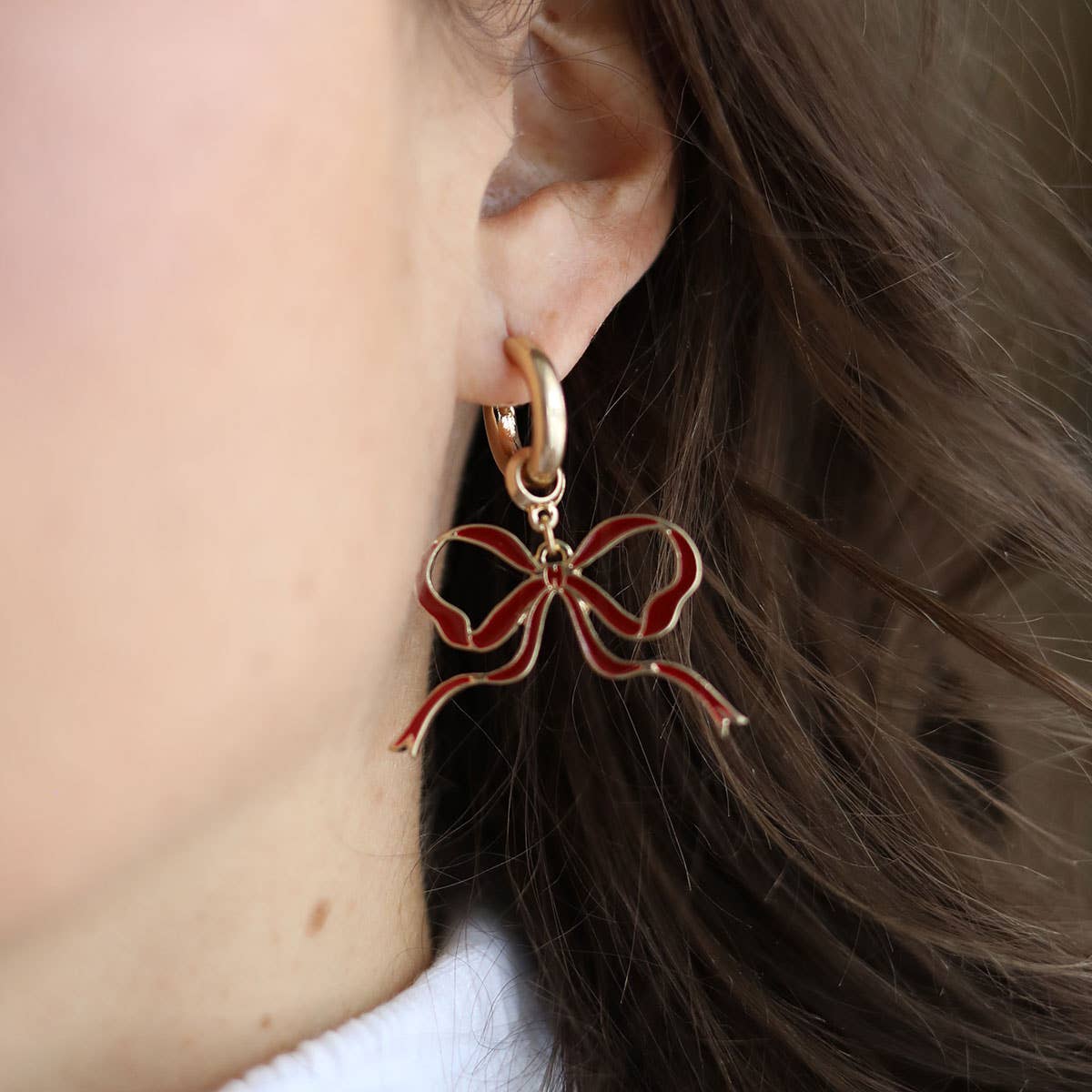 Bow Enamel Earrings Game Day