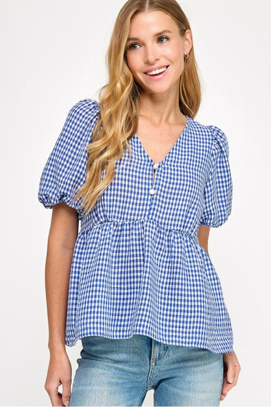 Gingham peplum top