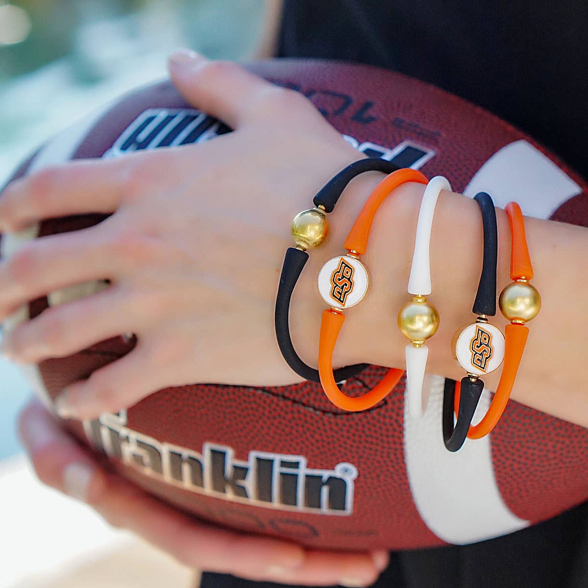 Oklahoma State Cowboys Enamel Silicone Bali Bracelet in Blac