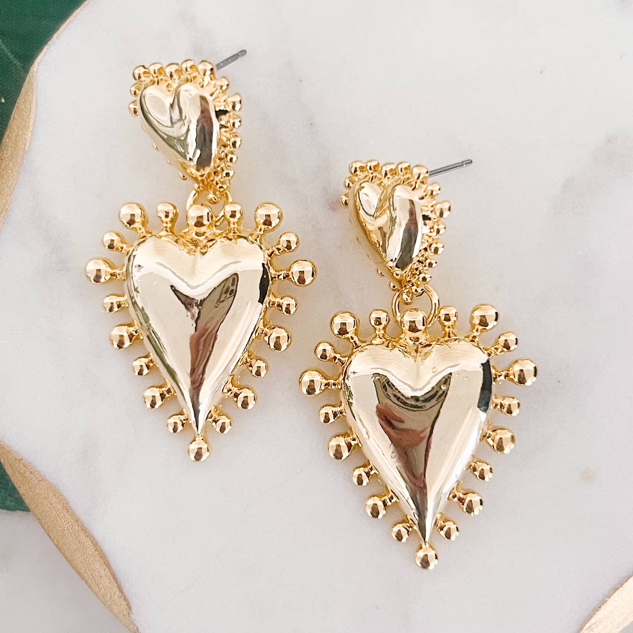 Gold Statement heart earrings
