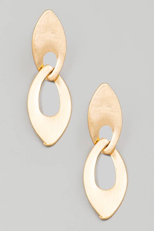 Interlinked Brushed Oval Tear Drop Earrings