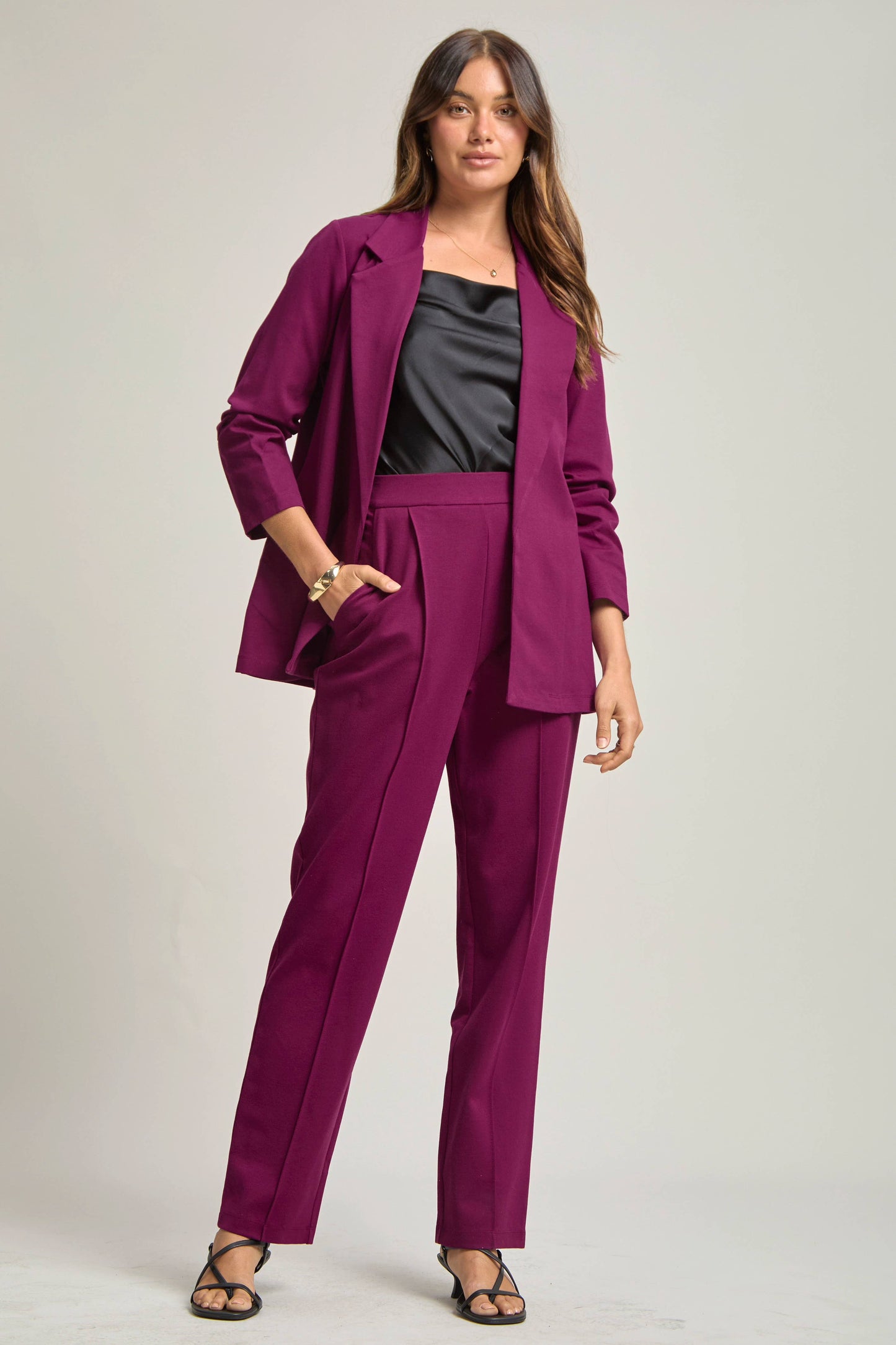 Magic 3/4 Sleeve Blazer-Matching pant see bottoms