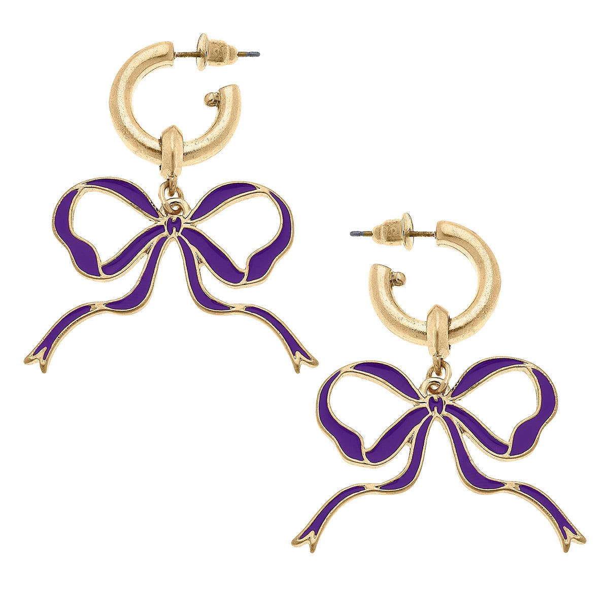 Bow Enamel Earrings Game Day