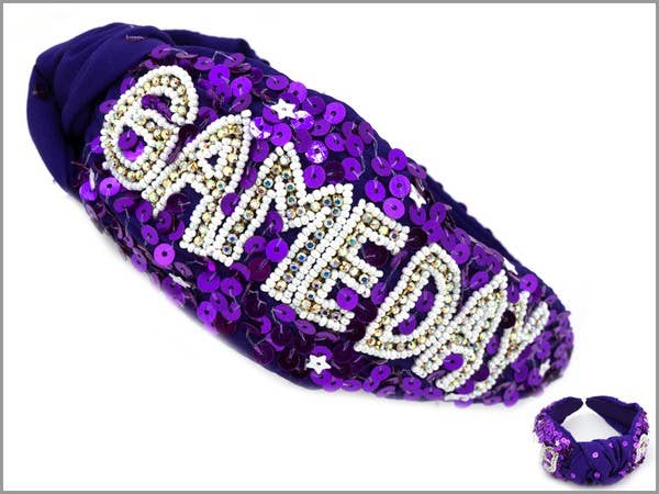 GAMEDAY TOP KNOTTED JEWELED BEADED HEADBAND