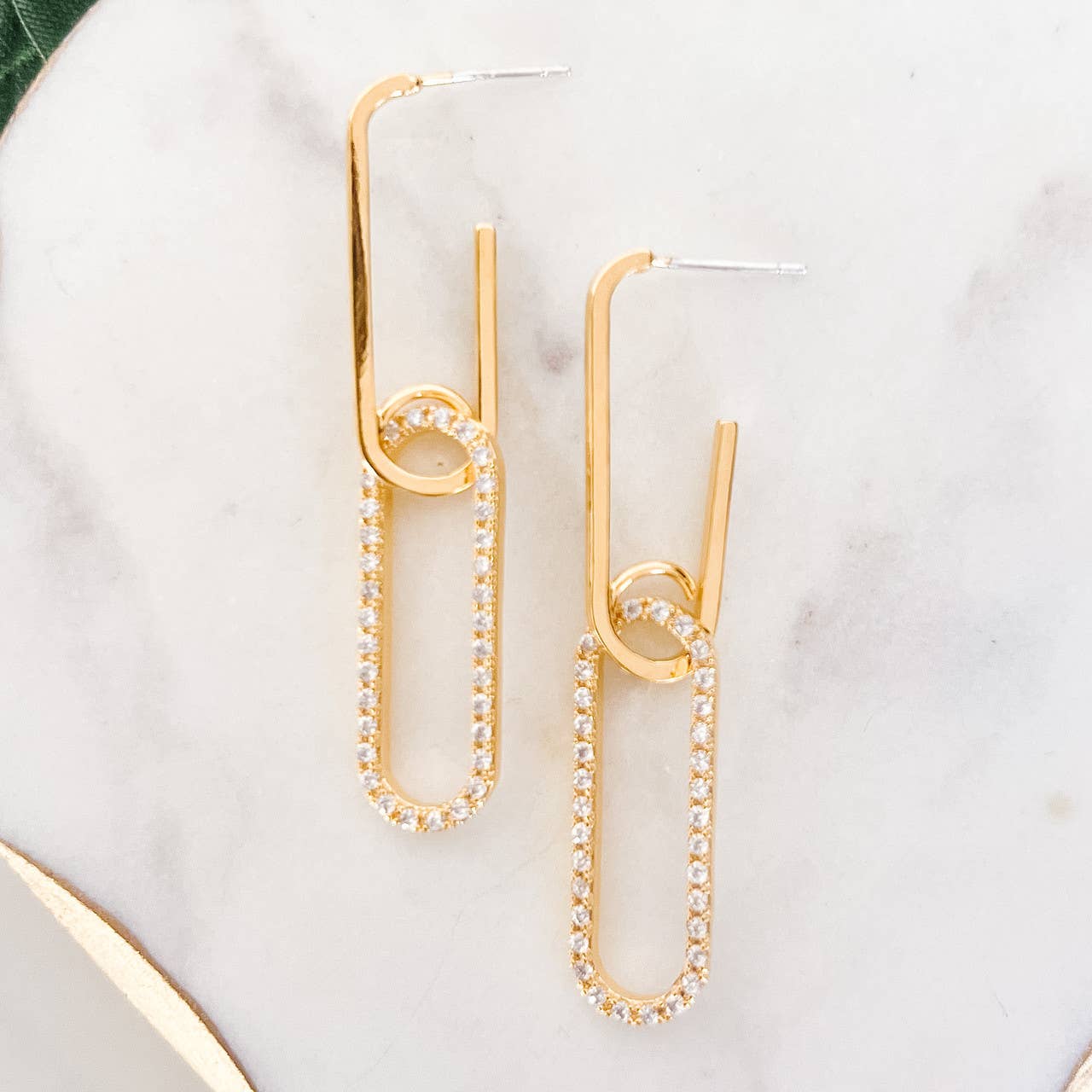 Gold link earrings