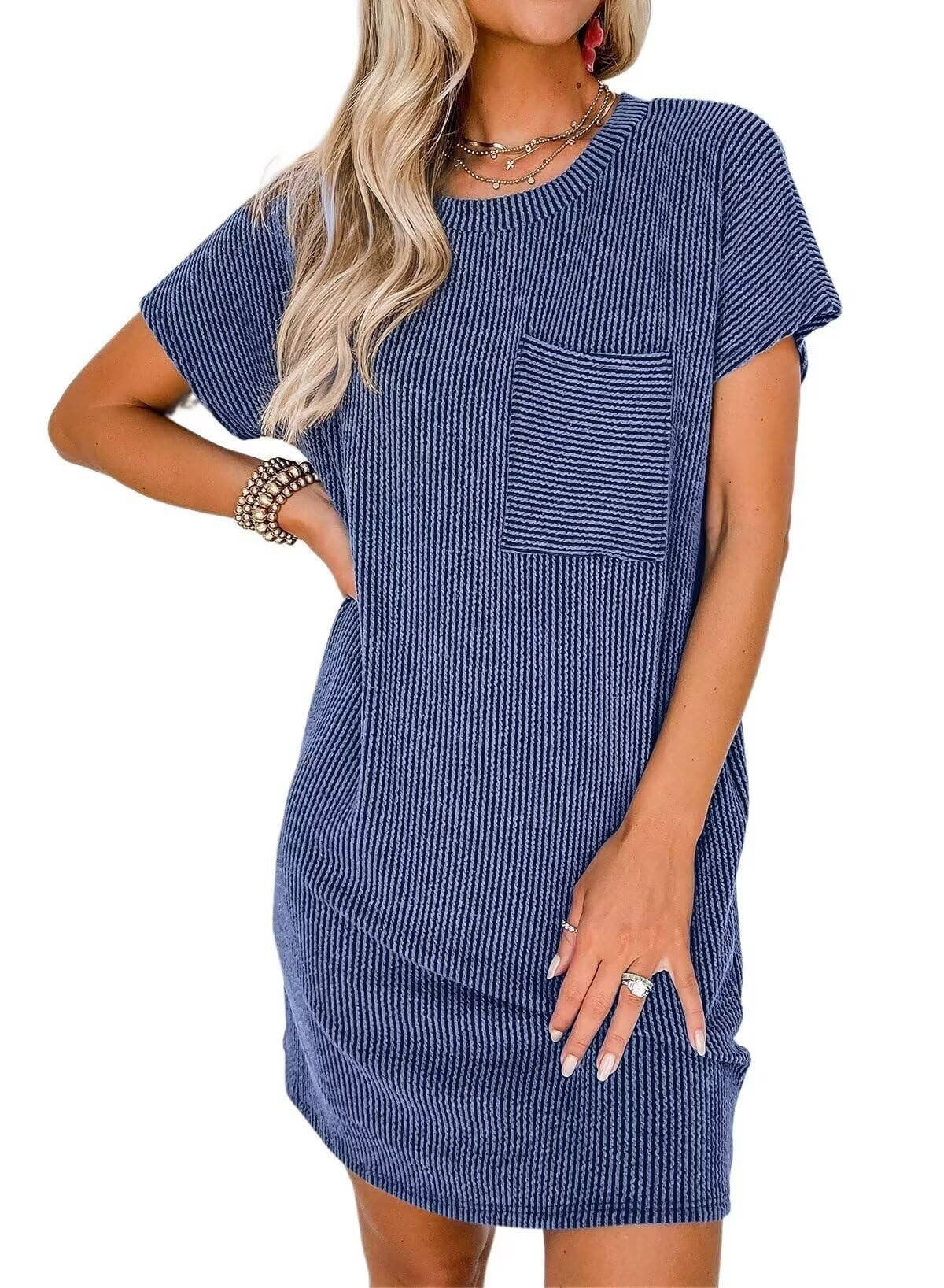 Ribbed T-shirt Dress (With Pockets)