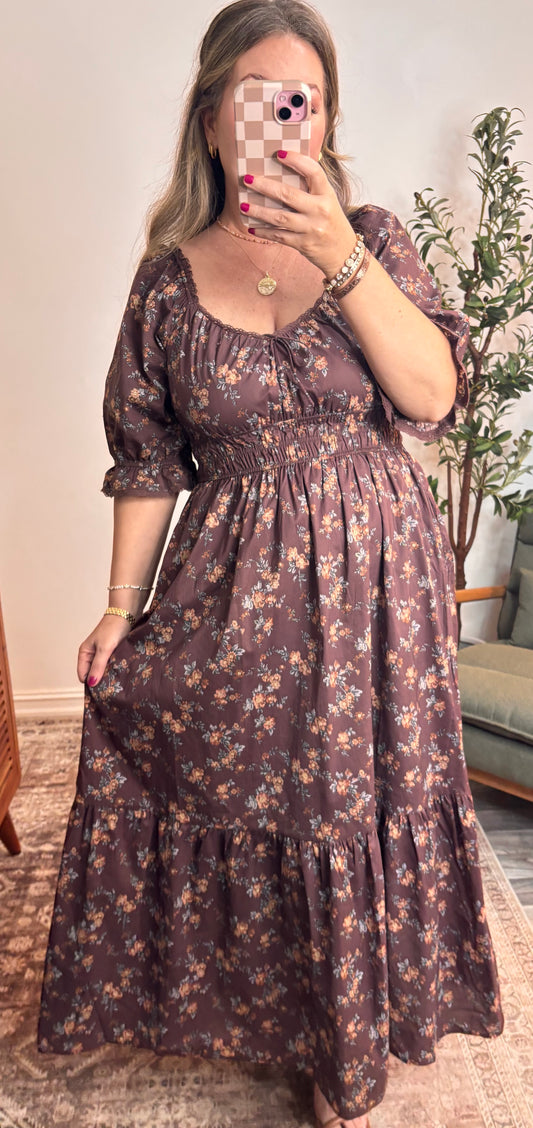 SMOCKED COTTON FLORAL DRESS