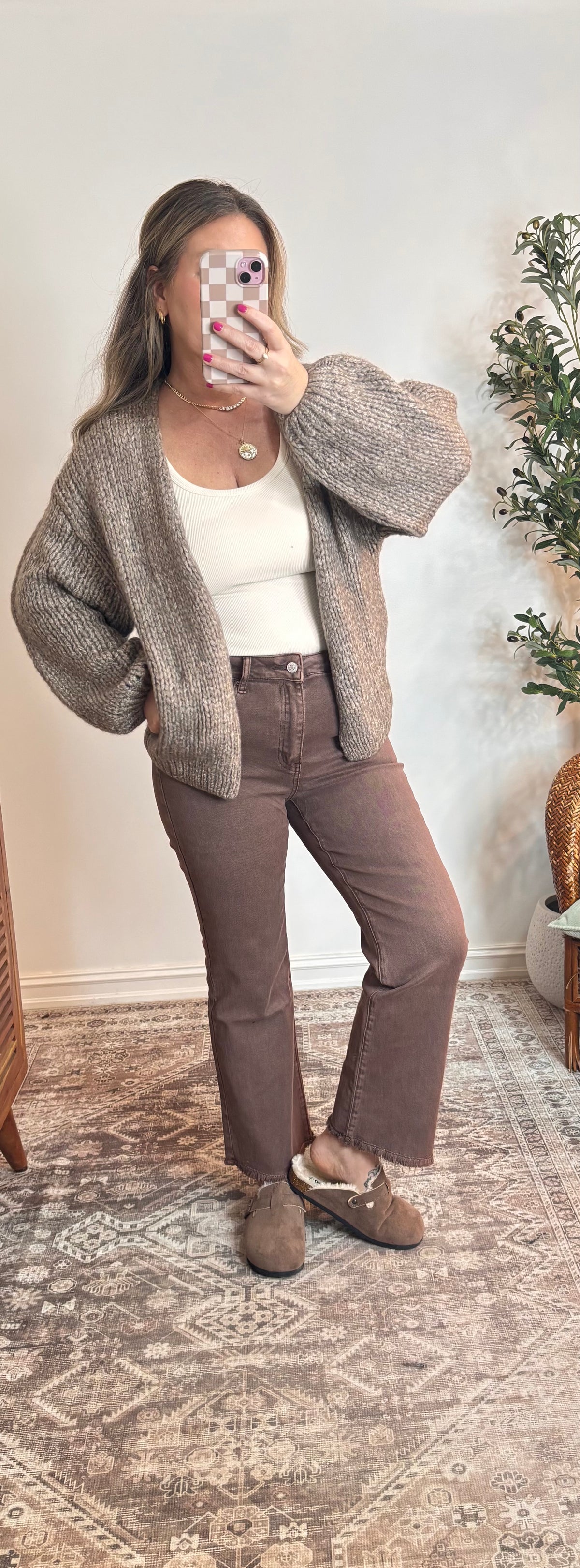 Acid Washed High Waist Frayed Hem Bootcut Pants ( 3color options)