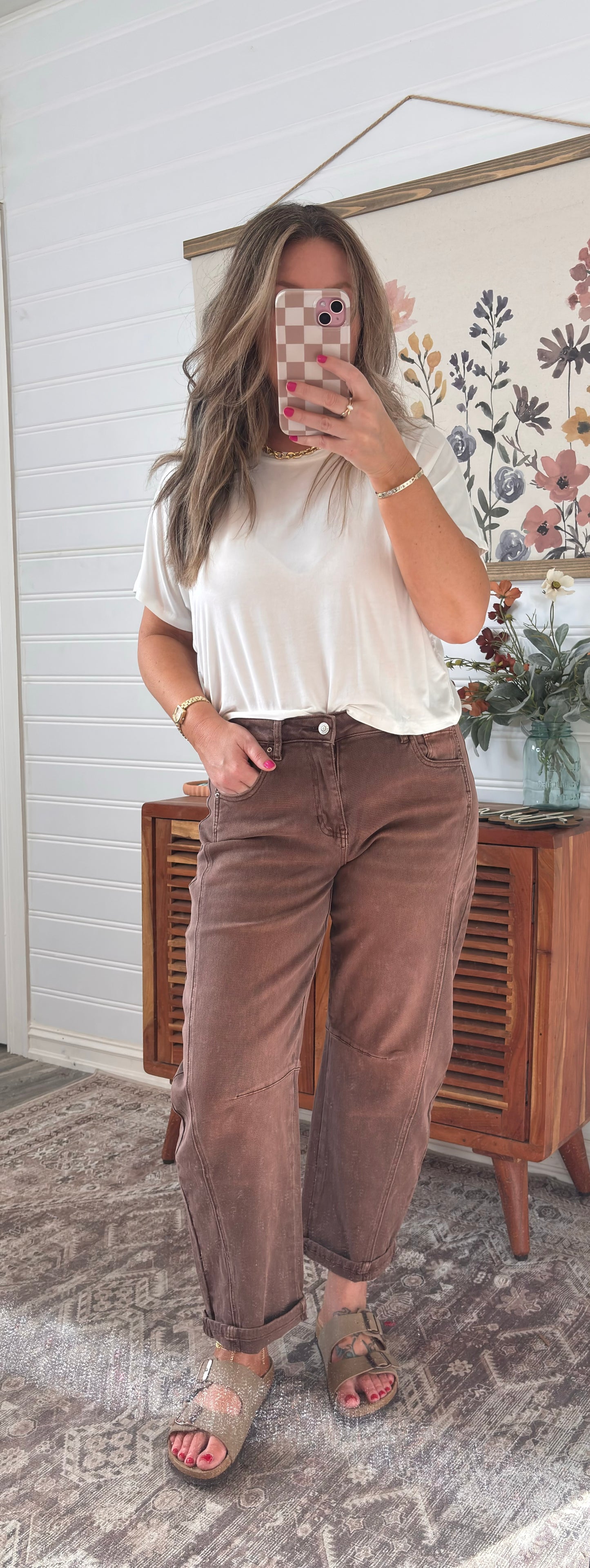 High Rise Barrel-leg Cropped Color Denim Pants ( 3 color options)