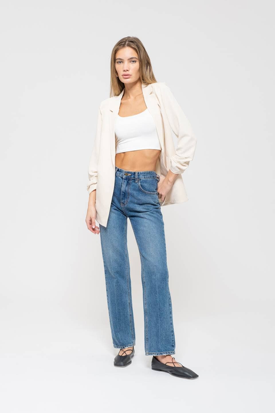 Cream Blazer 3/4 Sleeve