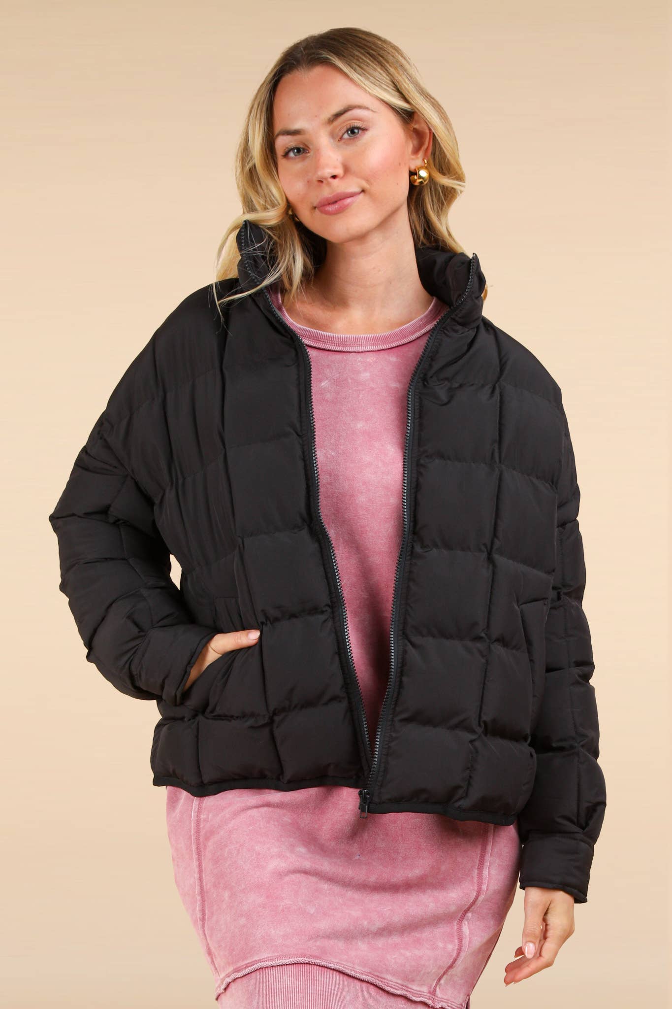 Solid Puffer Padded Warm Jacket