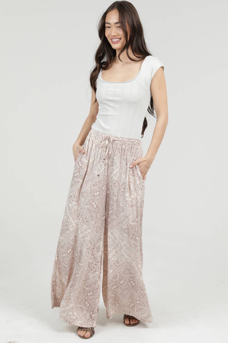 WIDE LEG PANTS WITH ELASTIC DRAWSTRING