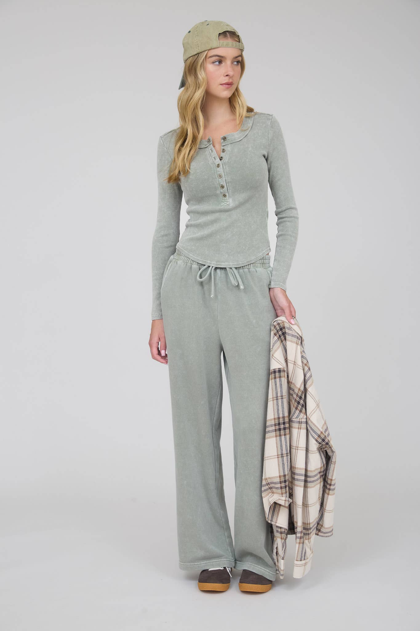 WASHED WIDE LEG DRAWSTRING LOUNGE PANTS (multiple color options)