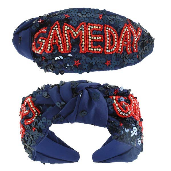 GAMEDAY TOP KNOTTED JEWELED BEADED HEADBAND