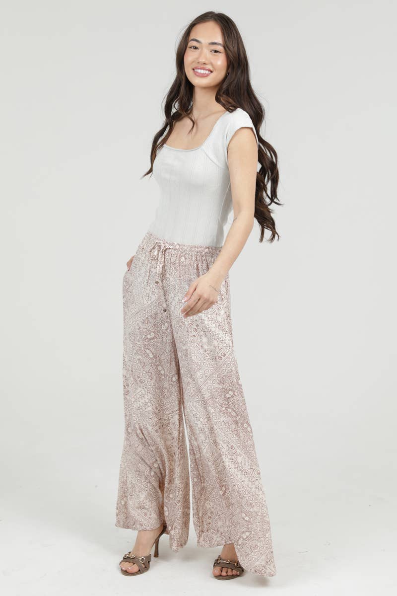 WIDE LEG PANTS WITH ELASTIC DRAWSTRING