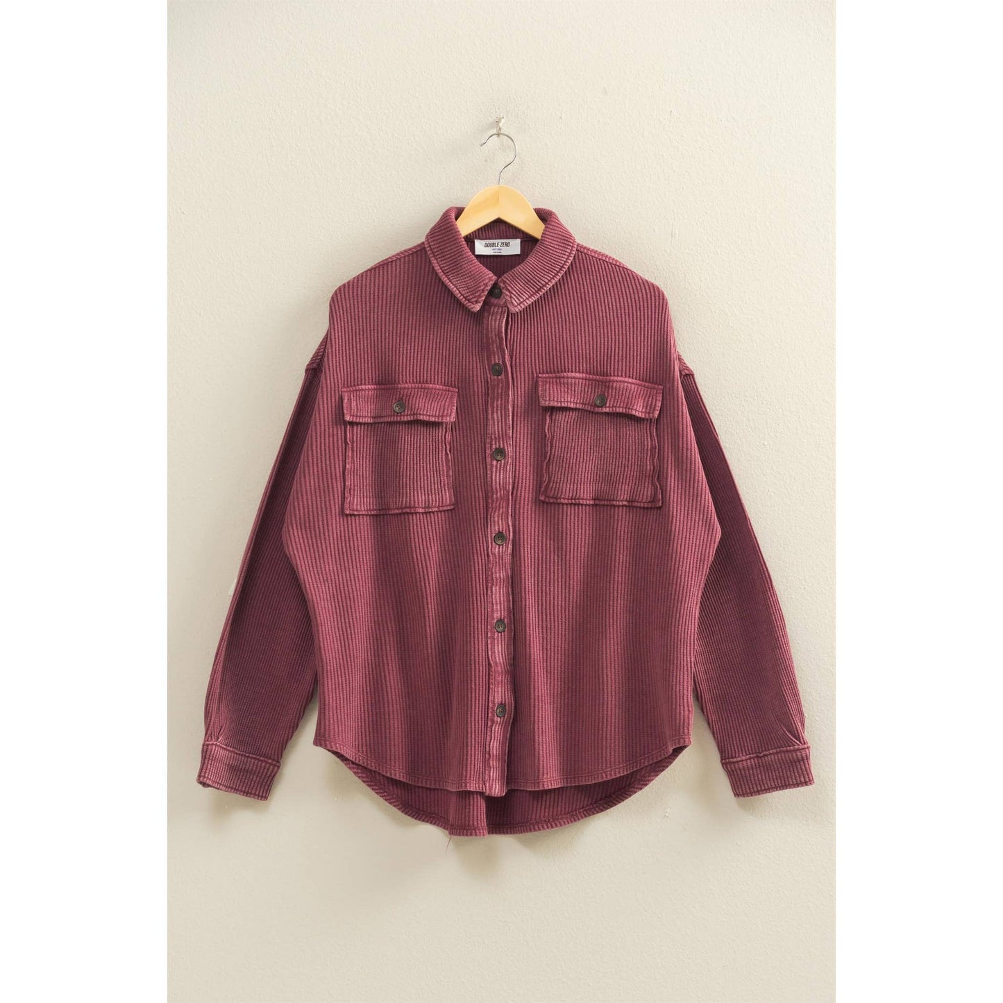 Oversized Mineral Washed Waffle Shacket