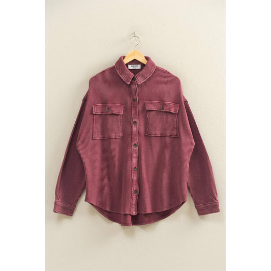 Oversized Mineral Washed Waffle Shacket