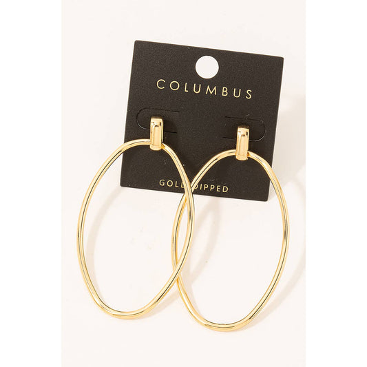 Gold Dipped Oval Cutout Earrings