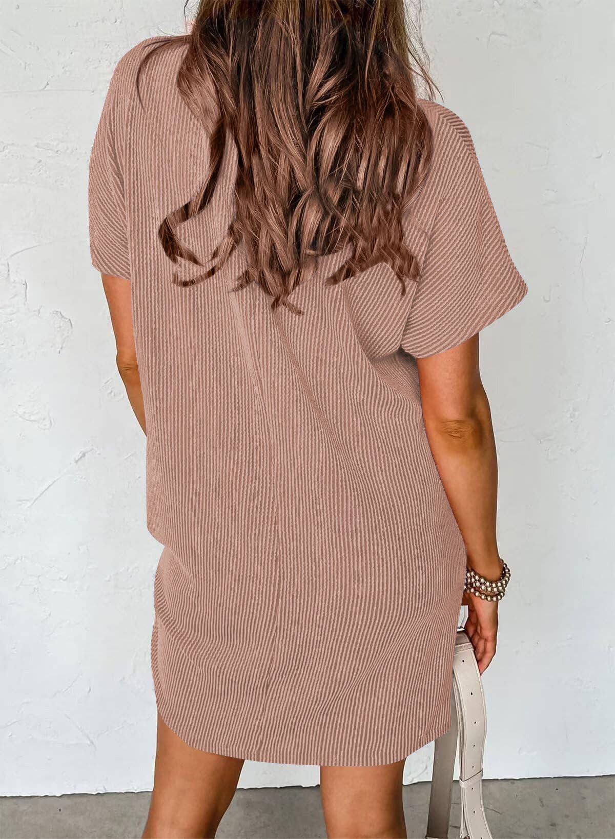 Ribbed T-shirt Dress (With Pockets)