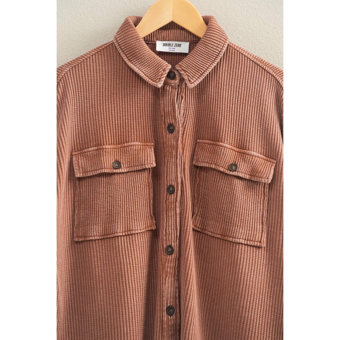 Oversized Mineral Washed Waffle Shacket