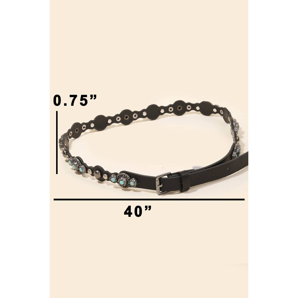 Western Metallic Studded Thin Belt
