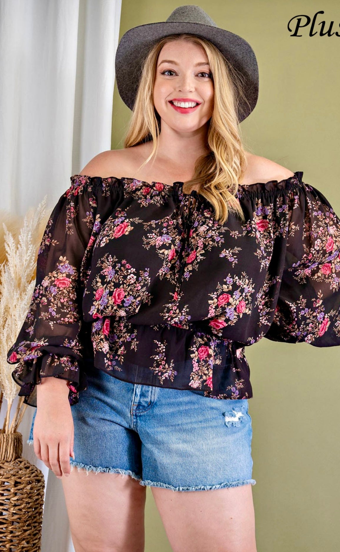 Plus Floral Print Blouse