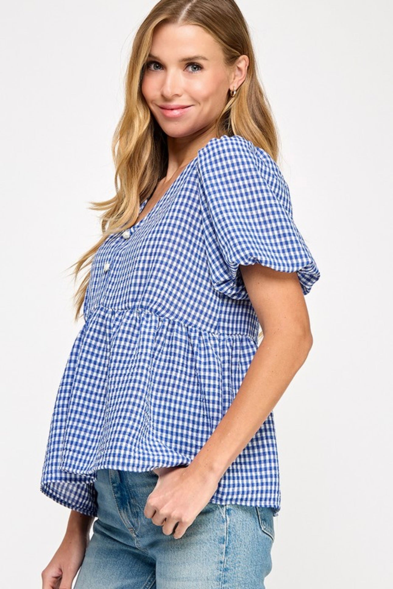 Gingham peplum top