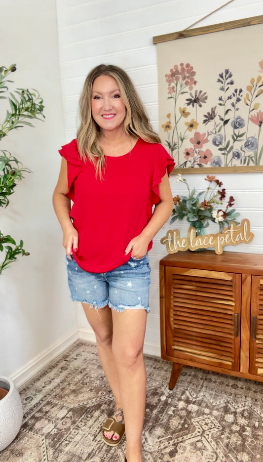 Top with Ruffled sleeves