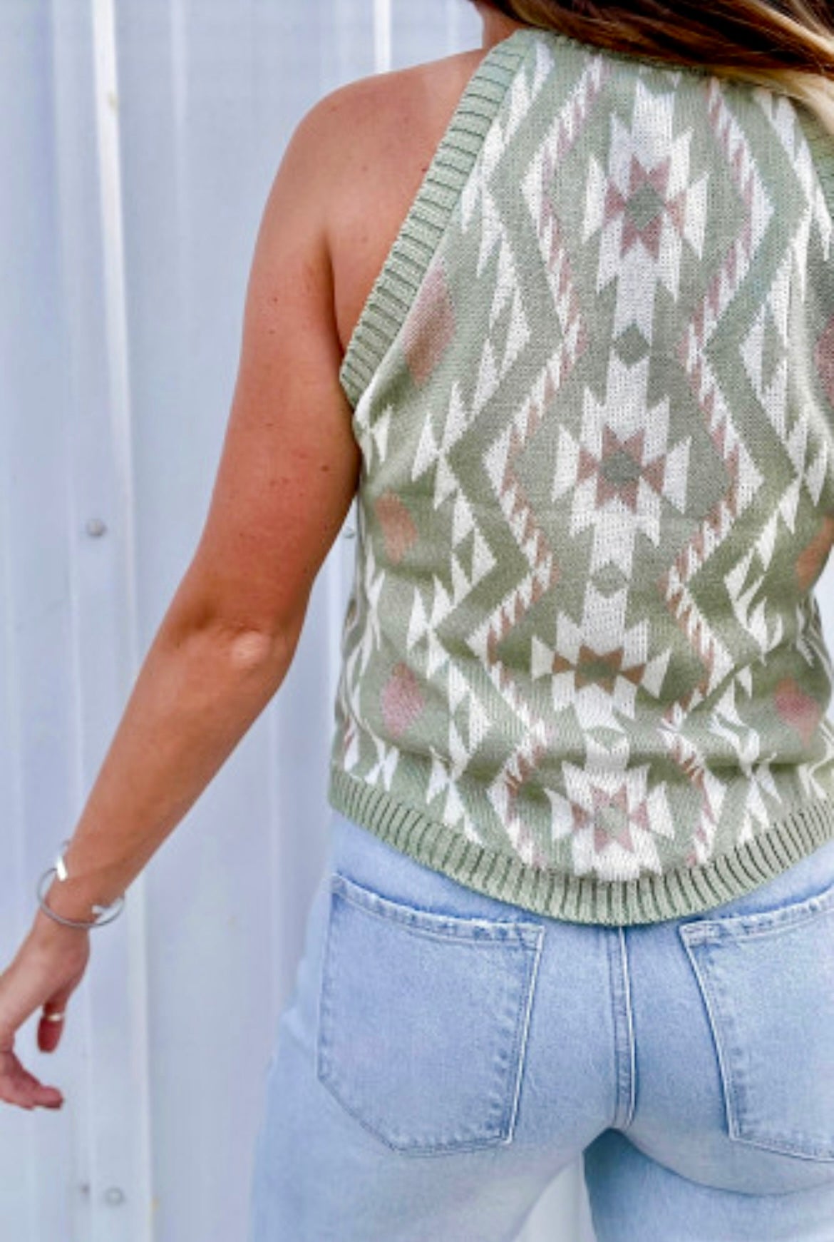 Aztec print knitted top