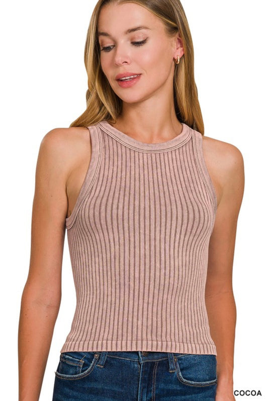 Ribbed Washed Tank Top (Multi colors)