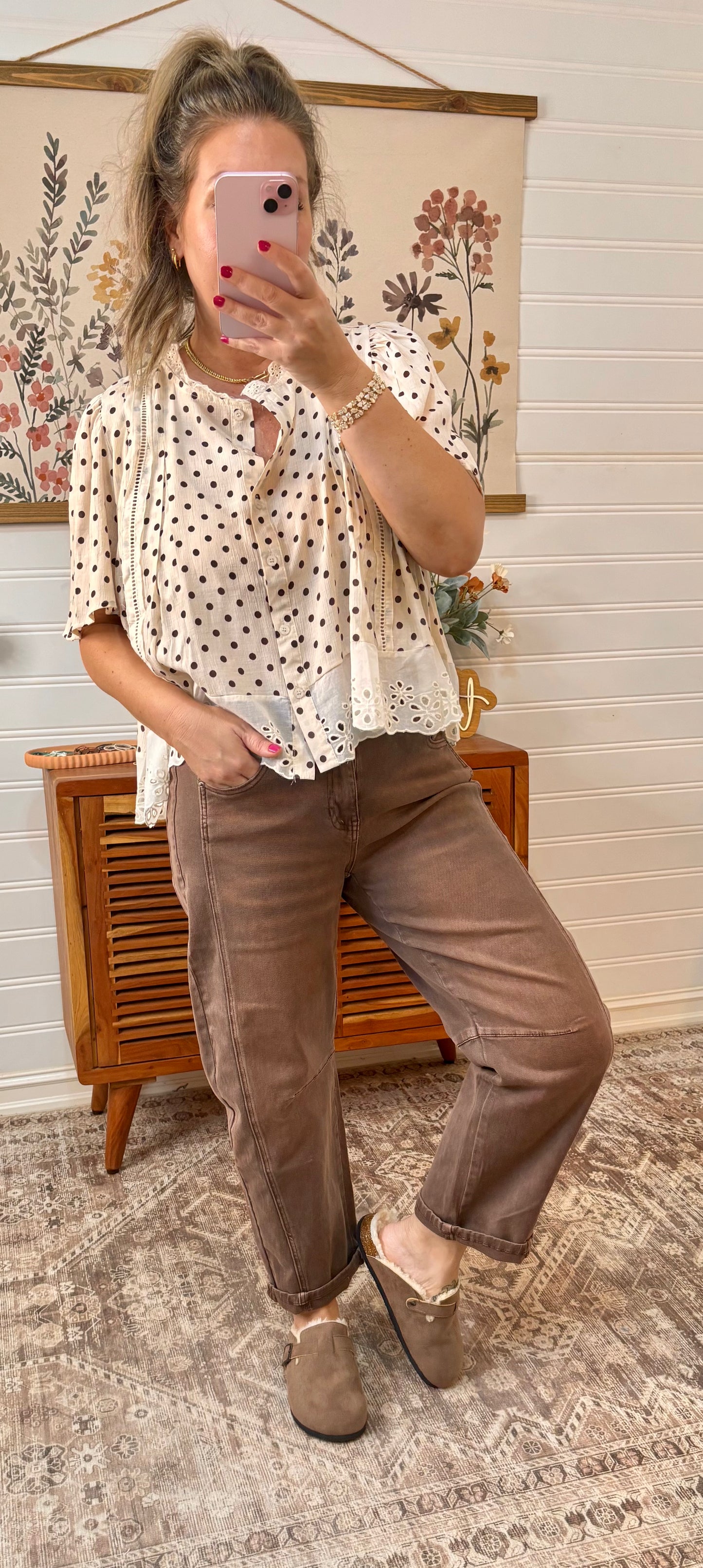 Polka Dot lace trim top