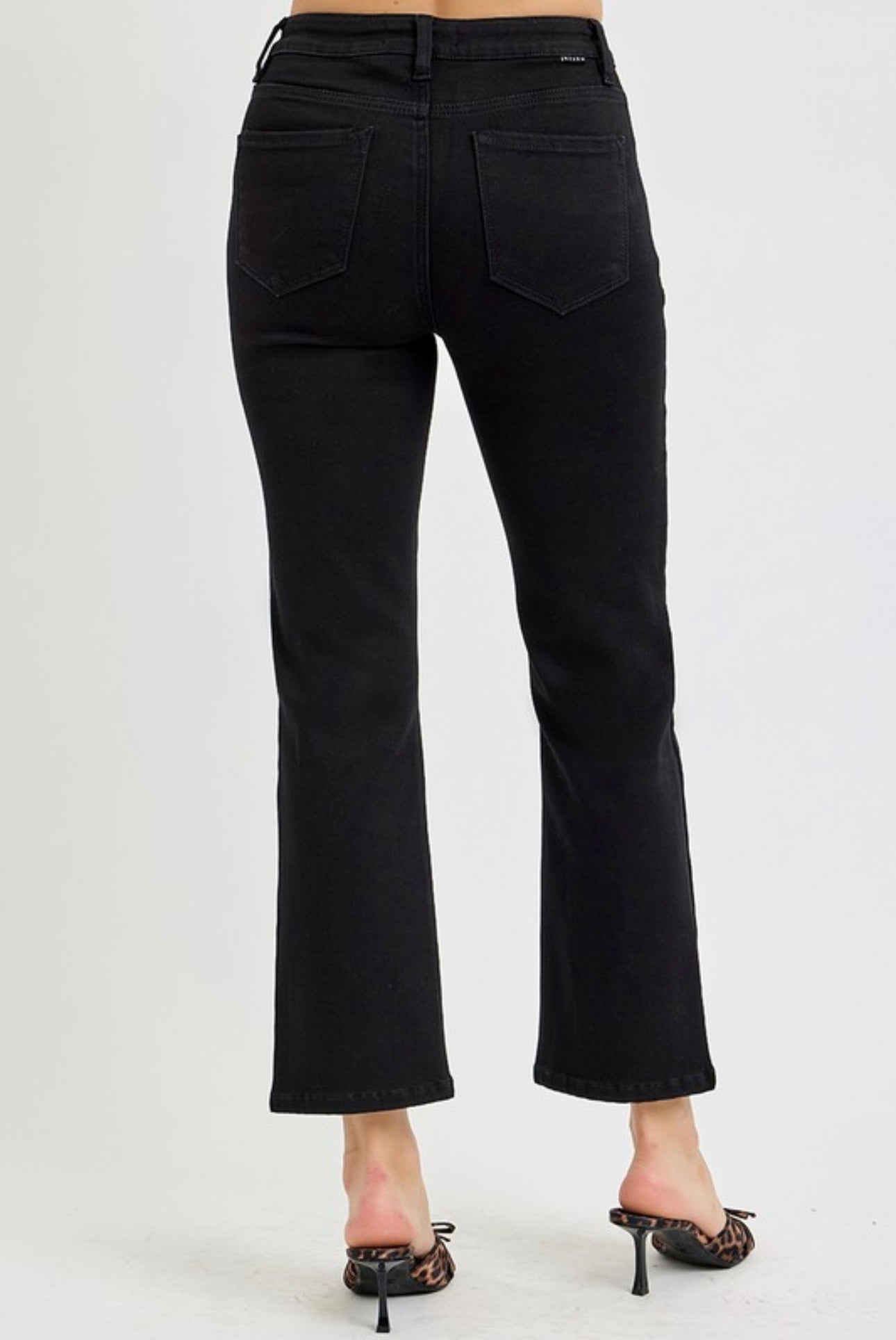 Tummy Control Risen Black Crop Straight Jeans