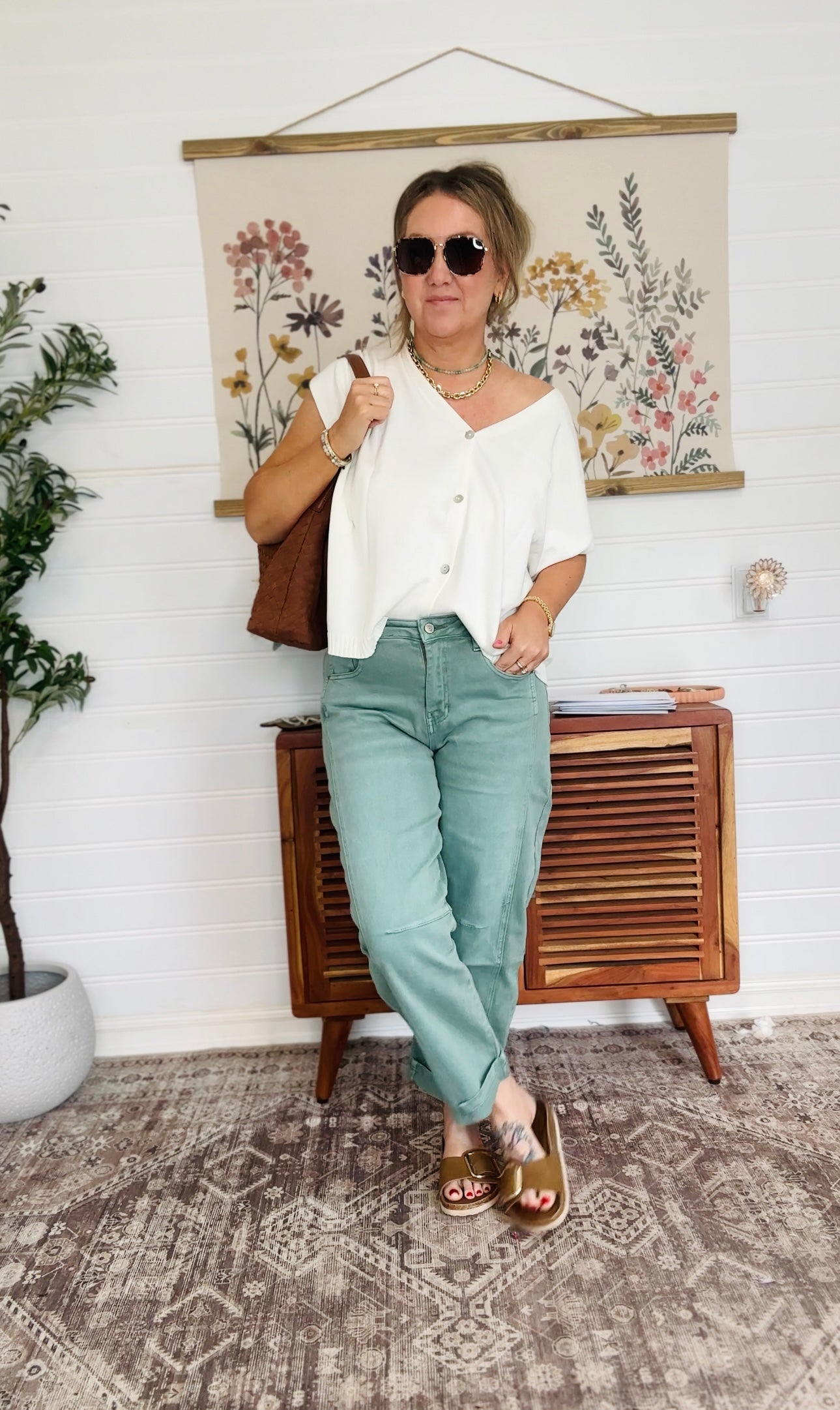 High Rise Barrel-leg Cropped Color Denim Pants ( 3 color options)
