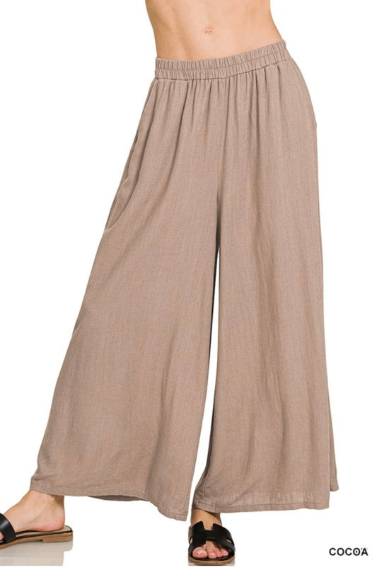 Linen blend wide leg pant(multi colors)