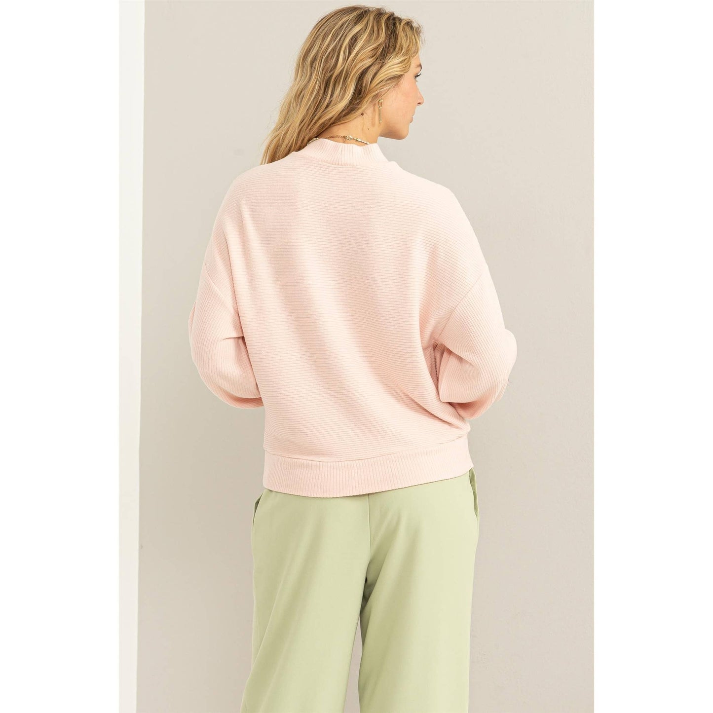 RIBBED BALLOON SLEEVE TOP